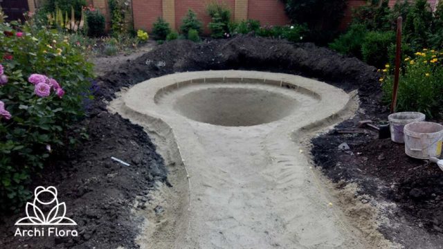 Песчаная подушка для садового пруда